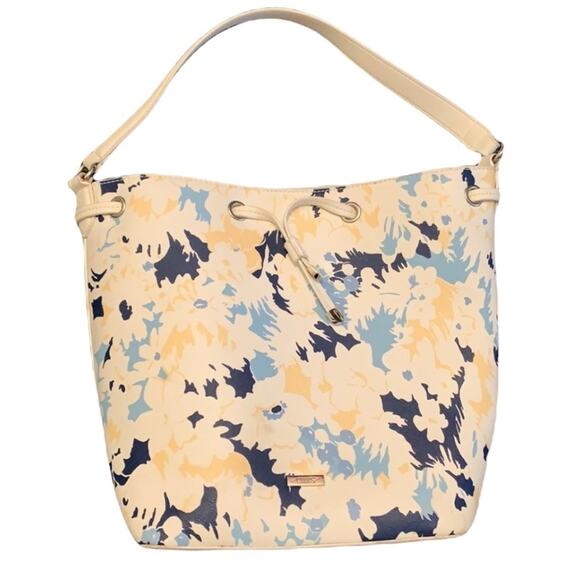 CHAPS Purse Bag Diane Drawstring Floral Camo White, Blue, and Yellow - Picture 1 of 9